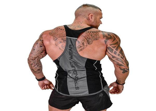 

active mens tank gyms fitness bodybuilding sleeveless shirt muscle male cotton fit clothing casual singlet vest undershir3196942, White;black