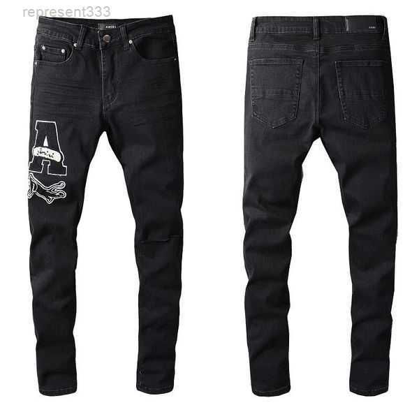 

men's pants hip-hop vaqueros overlap high street fashion brand jeans retro torn fold stitching designer motorcycle riding slim size 28~, Blue