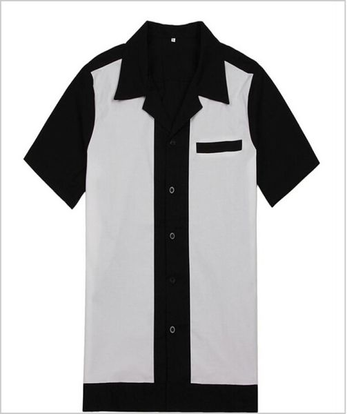 

mens rockabilly bowling shirts black and white 50s 60s style new design cotton 595439, White;black