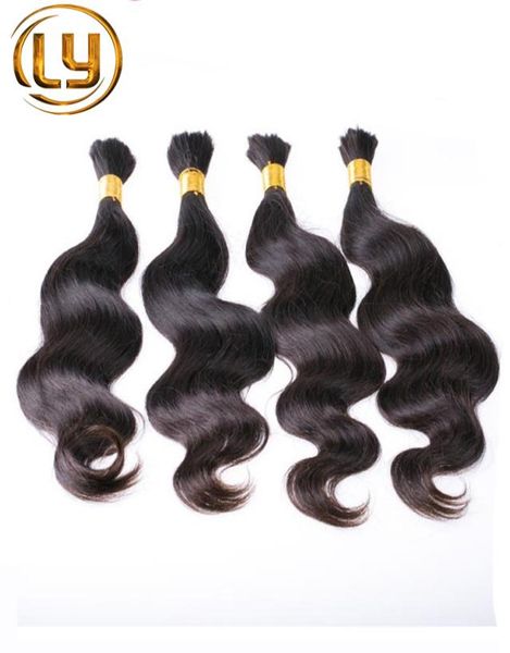 

7a unprocessed micro mini braiding bulk hair no attachment peruvian body wave 3pcs human braiding bulk hair mixed leng3186670, Black