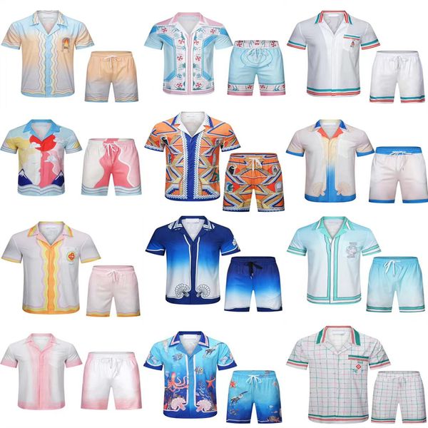 

new stylecasablanc-s 22ss designer shirts masao san print mens casual shirt womens loose silk shirt short sleeves luxury t-shirt tees asian, White;black