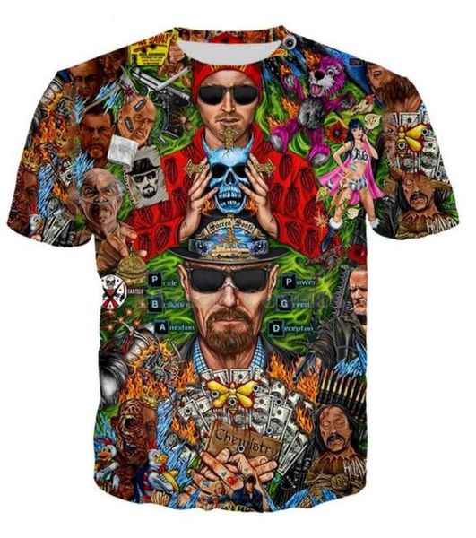

new fashion menswomans breaking bad tshirt summer style funny 3d print casual tshirt plus size aa0713057159, White;black