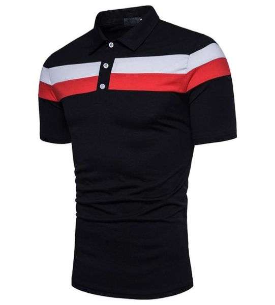 

summer men polo shirt men tee men039s striped casual slim fit shirts short sleeve patchwork shirt blouse plus size m3x8522222, White;black