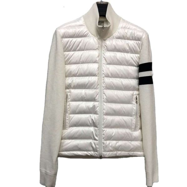 

new women down jacket early winter long sleeve patchwork knitted zipper fall black coat fashion short female clothing spring, White