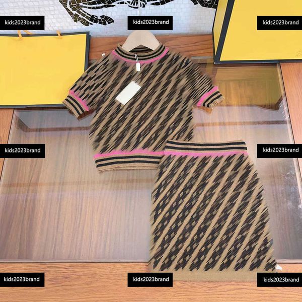 

kids designer clothes child sets baby dress summer tracksuit crewneck t-shirt and khaki skirt outdoor size 100-160 cm feb18, White