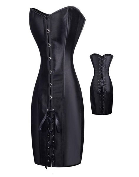 

special long waist corsets and bustiers gothic clothing black polyester corset dress spiked waist shaper corset s6xl5531543, Black;white