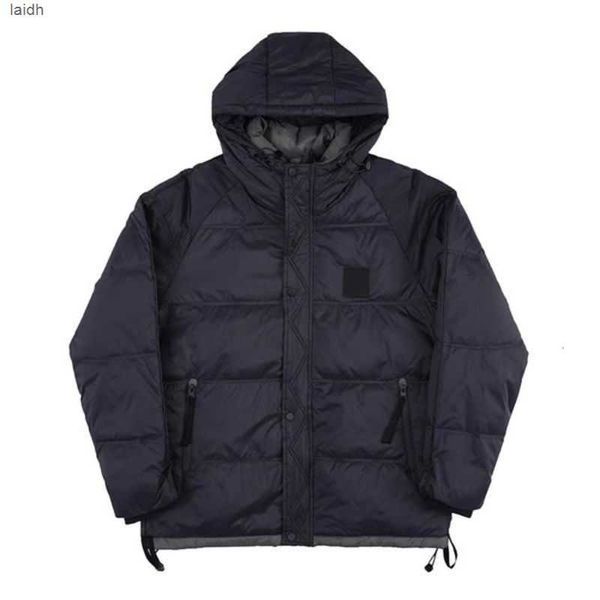 

men's down parkas autumn winter warm stone hooded jacket for men windproof casual pockets zipper cotton coats doudoune homme black gray