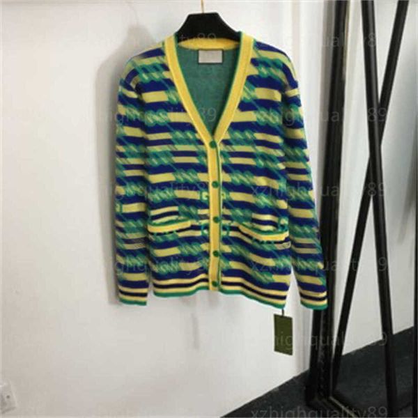 

designer cardigan knit sweater women sweaters womens jacket letter clash stripe v-neck long sleeve knitted jackets yellow knitwear fall card, White;black