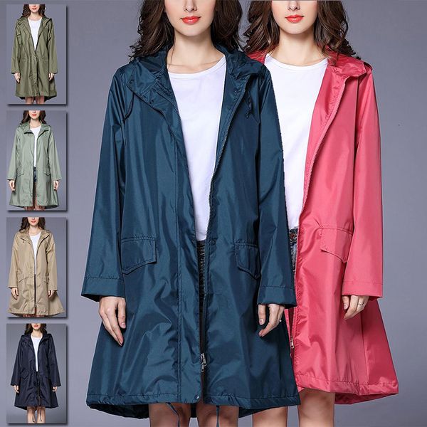 

women's jacket rain outdoor waterproof raincoats casual long coat hooded fashion 230817, Black;brown