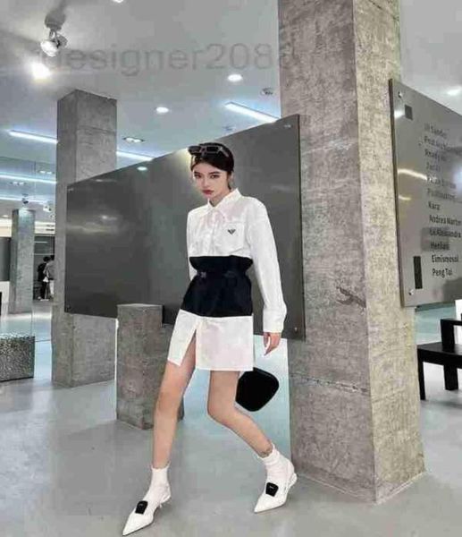 

casual dresses designer home p 22 early autumn new functional style classic triangle color contrast splice shirt dress k6e37737435, Black;gray