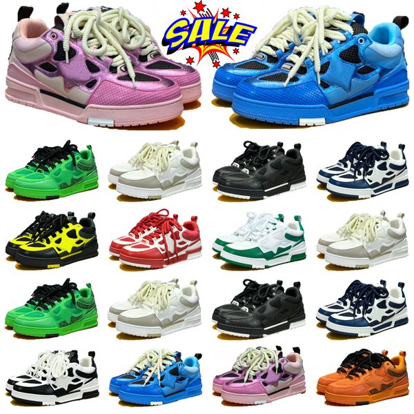 

designer luxurious casual shoes men sneakers rubber platform trainers genuine leather sneaker multicolor lace-up skate shoes fashion running, Black