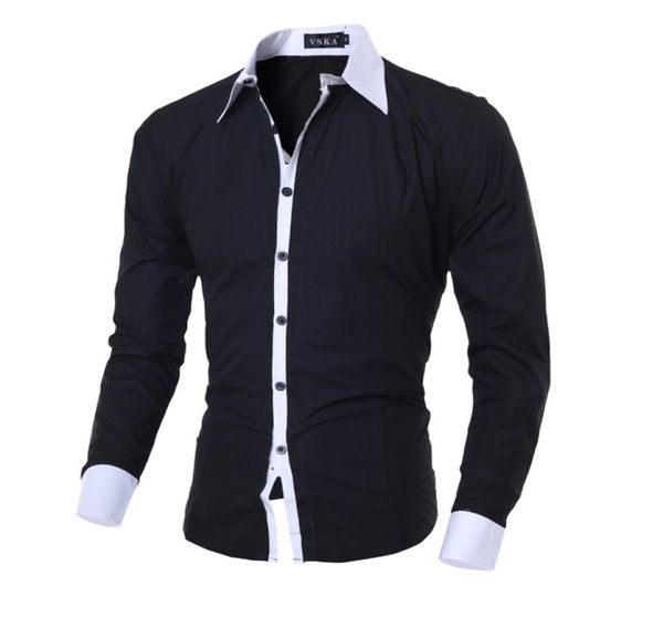 

men shirt black white 2017 male long sleeve shirts casual solid multibutton hit color slim fit dress shirts m2xl5374261, White;black