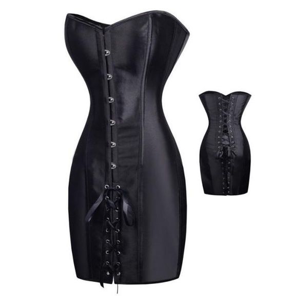 

special long waist corsets and bustiers gothic clothing black polyester corset dress spiked waist shaper corset s6xl4719701, Black;white