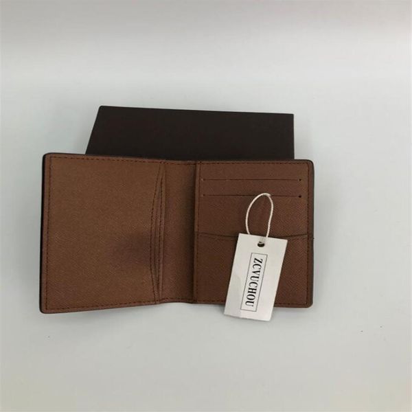 

2018 fashion credit card holder classic leather purse folded notes and receipts bag wallet purse distribution box275q, Brown;gray