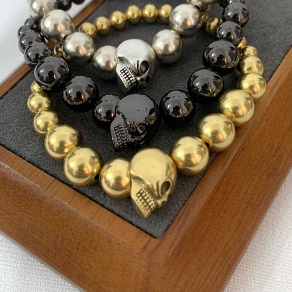 

fashion designer alexander queen skeleton bracelet women's personality style style brass plated ball bracelet, Silver