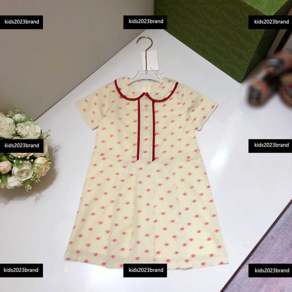 

girls dresses academic style kids designer clothes lapel baby summer dress full lettering skirt size 100-160 cm mar17, Red;yellow