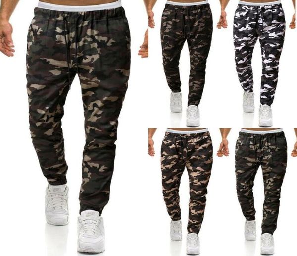 

men039s pants mens camo casual drawstring trousers camouflage joggers sports gym slim6806794, Black