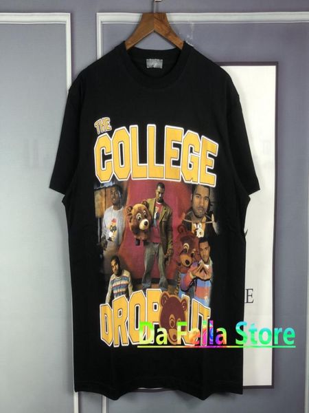 

hip hop print tshirt college dropout music tee men women pattern washed short sleeve4584312, White;black