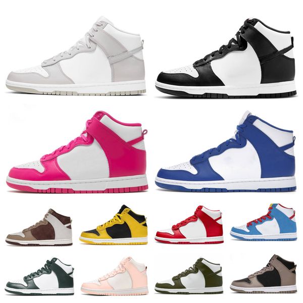 

designer unc high dunks casual shoes men women dunkes panda black white red vast grey kentucky pink prime syracuse midnight navy varsity pur
