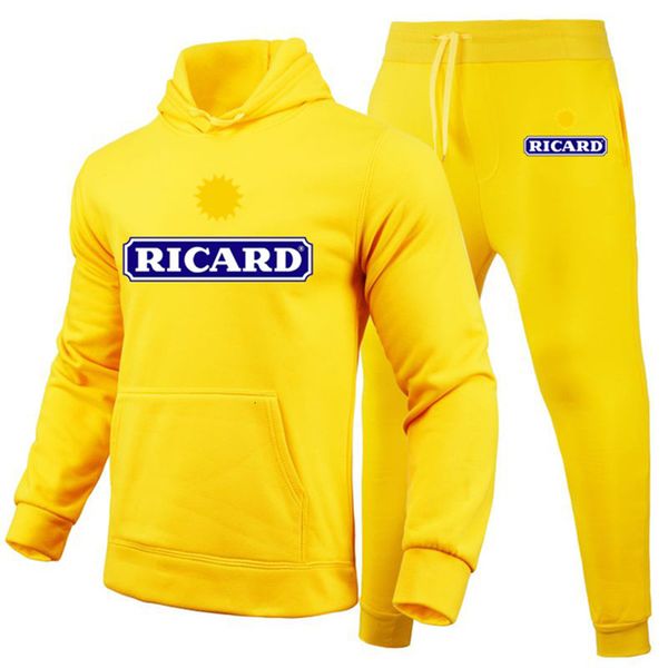 

mens tracksuits ricard sweatshirt pants 2 piece set casual sportswear hoodies wear autumn and winter suit 230818, Gray