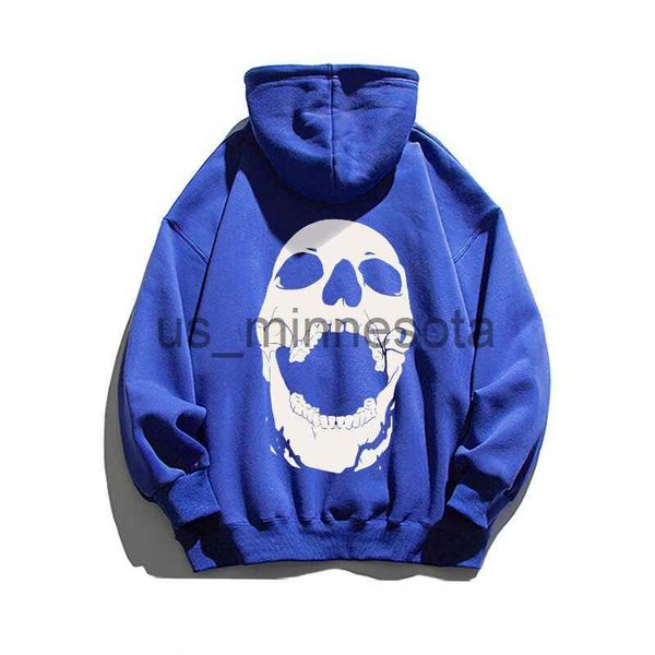 

mens hoodies sweatshirts grunge goth skull harajuku graphic print y2k hooded sweatshirt hip hop street style pullover rock loose punk hoodie, Black