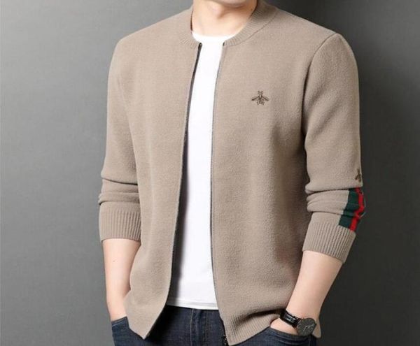 

2021 men039s sweaters autumn and winter new knitted cardigan temperament thick business men039s jacket casual sweater9466564, White;black