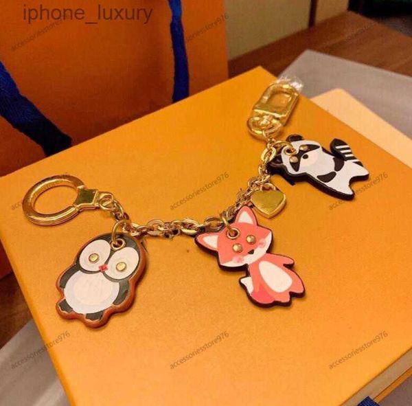 

animal letter keychains fox penguin keychain key ring gold buckle men women bags car handbag pendant couple cute accessories, Silver