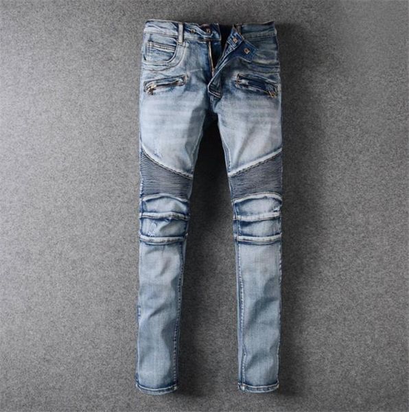 

2021 new arrivals balmian mens luxury designer denim jeans holes trousers biker pants men039s clothing 9571743774, Blue