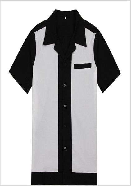 

mens rockabilly bowling shirts black and white 50s 60s style new design cotton 516482, White;black