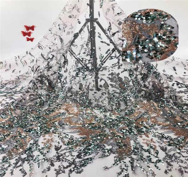 

sequins lace fabric navyblue embroidery tulle material for party dress african fabric7457152, Black;white