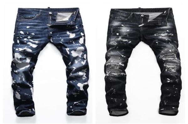 

mens jeans distressed motorcycle biker jean rock skinny slim r266m2796910, Blue