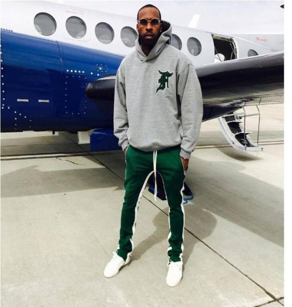 

men side stripe bottom zipper drawstring sweatpants high streetwear jogger men patchwork elastic waist track pants 7157980, Black