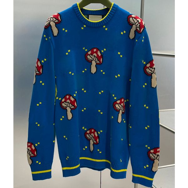 

8.19 vintage fashion crew neck letter mushroom jacquard long sleeve knitted pullover women's sweaters, White;black