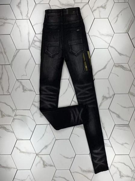

hm579 mens jeans distressed motorcycle biker jean rock skinny slim ripped hole stripe fashionable snake embroidery de9674944, Blue