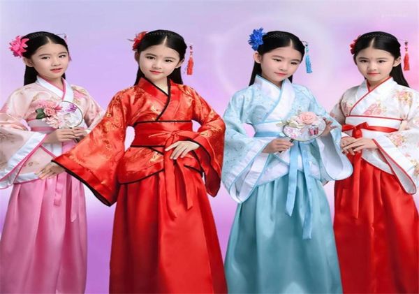 

ancient chinese costume kids child seven fairy hanfu dress clothing folk dance performance chinese traditional dress for girls15936823, Black;red