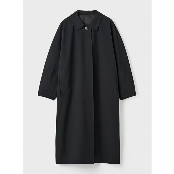

women collared silhouette one button batwing sleeve wind coat jacket toteme, Black