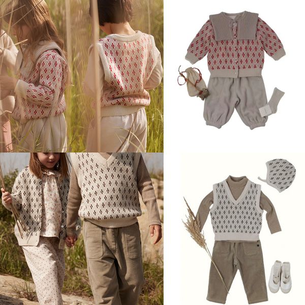 

pullover bebe brand 2023 winter autumn kids sweaters for girls boys cute print knit cardigan vest baby toddler cotton outwear clothin 230818, Blue