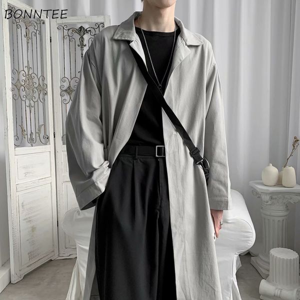

men's jackets trench men loose solid coats allmatch casual handsome turndown collar hong kong style design sashes male arrival chic 23, Black;brown