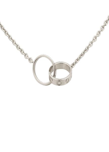 

fashion luxury necklace designers screw diamonds double circle love necklaces for couples platinum gold rose pendant stainless ste8601354, Silver