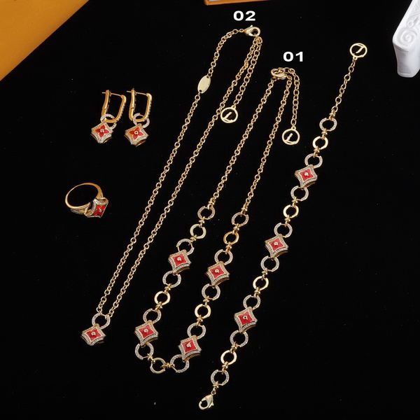 

palace vintage classic cross flower necklace bracelet brass earring ring designer jewelry sets women engagement wedding gifts hlvs7, Black