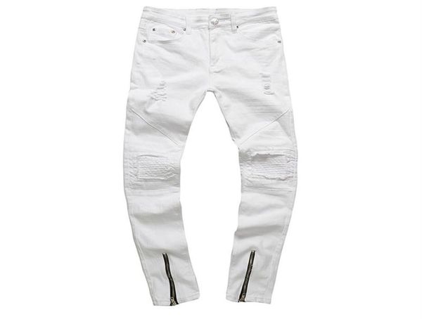 

mens skinny jeans casual slim biker jeans denim knee holes hiphop ripped pants washed 30884812485, Blue