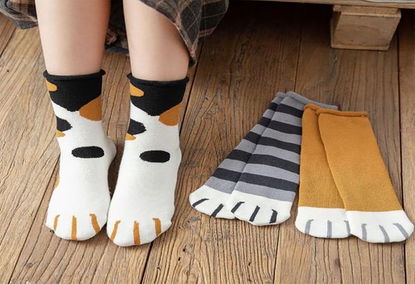 

women fashion lovely cat claw coral cooton middle stockings socks 6 pairs cartoon keep warm lady socks christmas gift 01423245106, Black;white