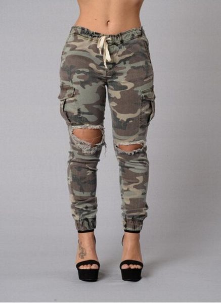 

2018 fashion camo denim skinny jeans woman camouflage jeans slim big hole pant plus size sxl4469117, Blue