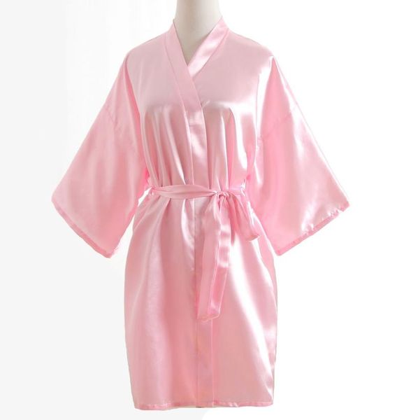 

whole selling summer women039s kimono mini robe pink faux silk bath gown yukata nightgown sleepwear pijama mujer one s7958612, Black;red