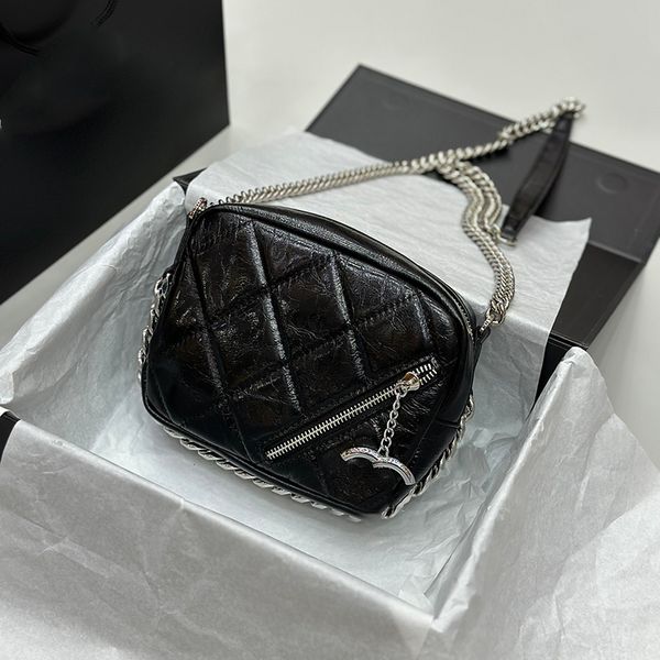 

designer womens mini shoulder bag cowhide bag sewn silver hardware metal clasp luxury handbag matelasse chain crossbody bags makeup case mob