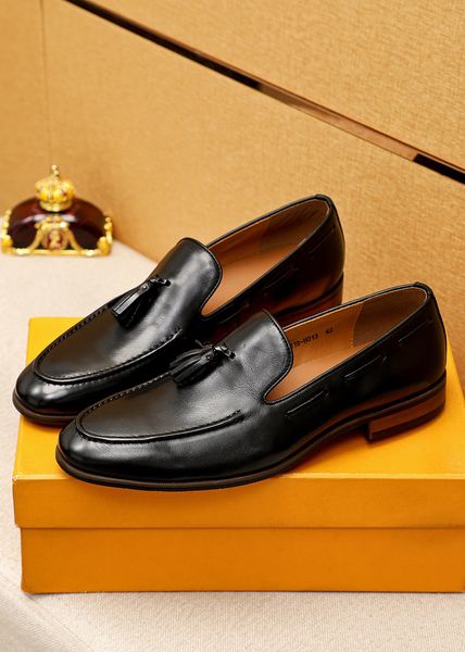 

brand name mens tassel loafers dress shoes formal wedding party black slip-on rubber outsole size 38-45