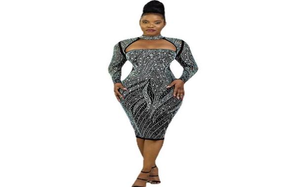 

casual dresses luxury glitter rhine party nightclub for women 2021 hollow out long sleeve bodycon mini dress elegant ves8703420, Black;gray