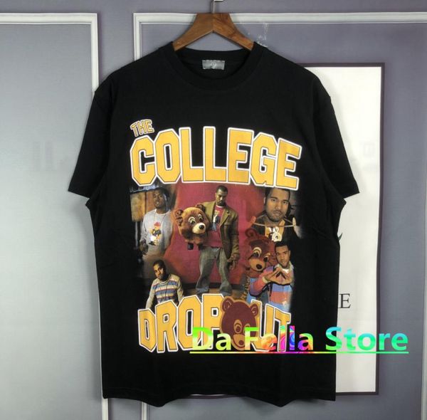 

hip hop print tshirt college dropout music tee men women pattern washed short sleeve2584528, White;black