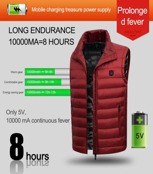 

2020 winter women men usb electric heating vest jacket clothing skiing winter warm heated pad usb interface warm vest7732868, Black;white