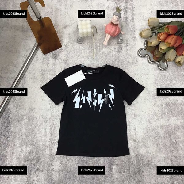 

kids short sleeve baby t-shirt child clothing summer lightning bolt print round neck new cozy size 100-150 cm feb17, Blue